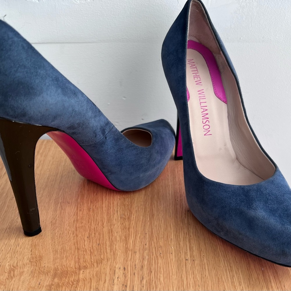 Matthew Williamson Blue Suede Stiletto Pumps Sz 38